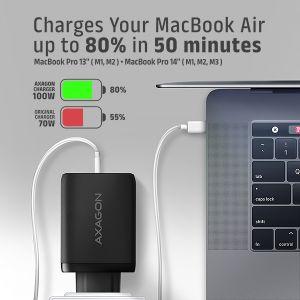 AXAGON ACU-DPQ100, GaN nabíjačka do siete 100W, 3x port (USB-A + dual USB-C), PD3.0/PPS/QC4+/Apple ACU-DPQ100