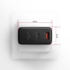 AXAGON ACU-DPQ100, GaN nabíjačka do siete 100W, 3x port (USB-A + dual USB-C), PD3.0/PPS/QC4+/Apple ACU-DPQ100