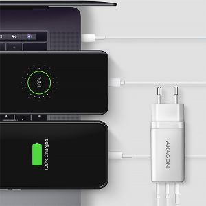 AXAGON ACU-DPQ65W, GaN nabíjačka do siete 65W, 3x port (USB-A + dual USB-C), PD3.0/QC4+/PPS/Apple ACU-DPQ65W