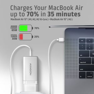 AXAGON ACU-DPQ65W, GaN nabíjačka do siete 65W, 3x port (USB-A + dual USB-C), PD3.0/QC4+/PPS/Apple ACU-DPQ65W