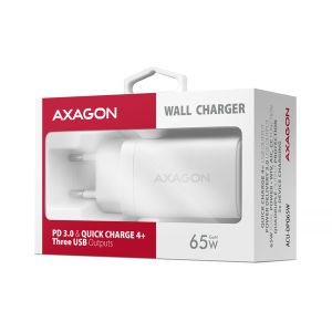 AXAGON ACU-DPQ65W, GaN nabíjačka do siete 65W, 3x port (USB-A + dual USB-C), PD3.0/QC4+/PPS/Apple ACU-DPQ65W