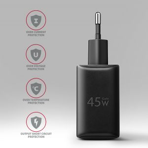 AXAGON ACU-PQ45 GaN nabíjačka do siete 45W, 2x port (USB-A + USB-C), PD3.0/PPS/QC4+/SFC 2.0/AFC/Apple ACU-PQ45