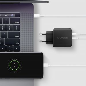 AXAGON ACU-PQ45 GaN nabíjačka do siete 45W, 2x port (USB-A + USB-C), PD3.0/PPS/QC4+/SFC 2.0/AFC/Apple ACU-PQ45