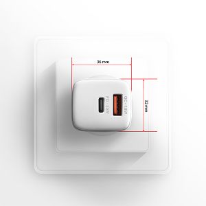 AXAGON ACU-PQ20W nabíjačka do siete 20W, 2x port (USB-A + USB-C), PD3.0/PPS/QC4+/AFC/Apple, biela ACU-PQ20W