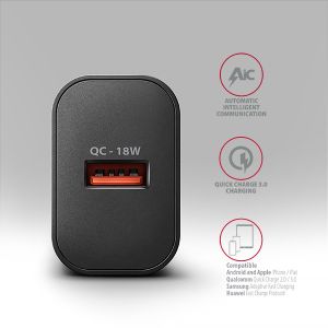 AXAGON ACU-QC18, nabíjačka do siete 18W, 1x port USB-A, QC3.0/AFC/Apple, čierna ACU-QC18