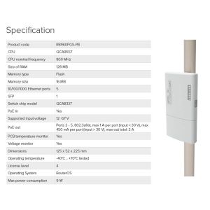 MIKROTIK RB960PGS-PB, 5xGB LAN, 1xSFP, 800MHz, 128RAM RB960PGS-PB