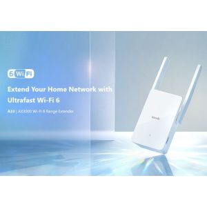 Tenda A33 - WiFi Range Extender AX3000 WiFi 6, opakovač 2976 Mb/s, 1x GLAN 1 Gb/s, WPS, 2x 5dBi, WPA3 75011940