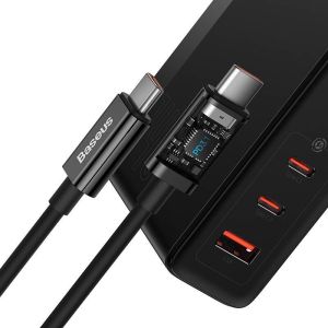 Baseus CCGP100201 GaN5 Pro Fast Nabíjačka USB + 2xUSB-C 140W Black 6932172610227