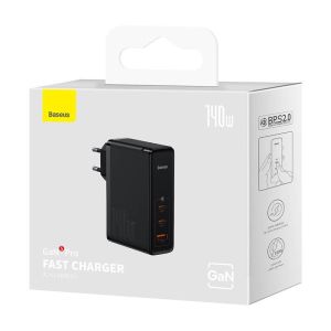 Baseus CCGP100201 GaN5 Pro Fast Nabíjačka USB + 2xUSB-C 140W Black 6932172610227