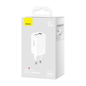 Baseus CCGP120202 GaN5 Pro Quick Nabíjačka USB + 2x USB-C 65W White 6932172617516