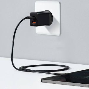 Baseus CCSUPP-E01 Super Si Quick Nabíjačka USB + USB-C 30W Black 6953156206342