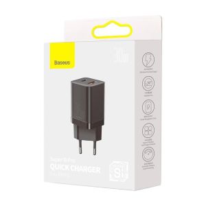 Baseus CCSUPP-E01 Super Si Quick Nabíjačka USB + USB-C 30W Black 6953156206342