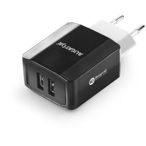 Múdra sieťová nabíjačka ALIGATOR 3.4A, 2xUSB, smart IC, čierna, kabel pre iPhone/iPad 2A CHS0001