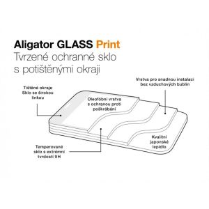 Aligator ochranné tvrzené sklo GLASS PRINT, Samsung Galaxy A14 4G/5G, čierna, celoplošné lepenie GLP0206