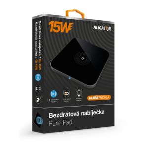 ALIGATOR bezdrôtová nabíjačka Aligator Pure-Pad 15W, čierna CHQ004