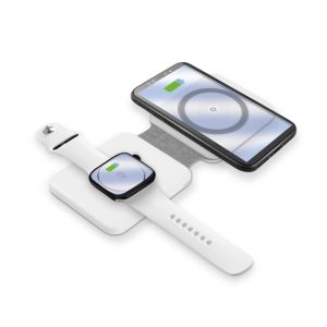 Bezdrôtová nabíjačka ALIGATOR Mag-Book 2v1, určené pre MagSafe a nabíjanie Apple Watch, 15W, biela AMS02WT