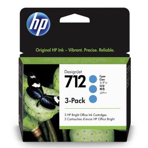 Cartridge HP 712, 3ED77A, 3-pack, azúrová (cyan), originál