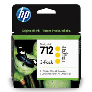 Cartridge HP 712, 3ED79A, 3-pack, žltá (yellow), originál