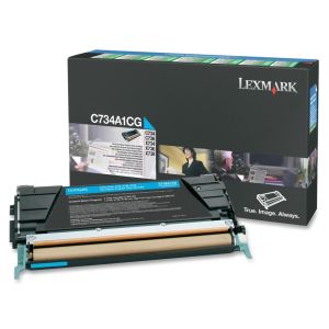 Toner Lexmark C734A1CG (C734, C736, X734, X736, X738), azúrová (cyan), originál