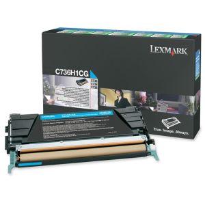 Toner Lexmark C736H1CG (C736, X736, X738), azúrová (cyan), originál