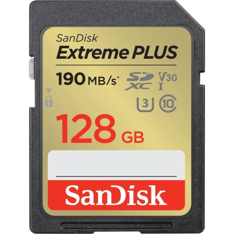 SanDisk Extreme PLUS/SDXC/128GB/UHS-I U3 / Class 10 SDSDXWA-128G-GNCIN