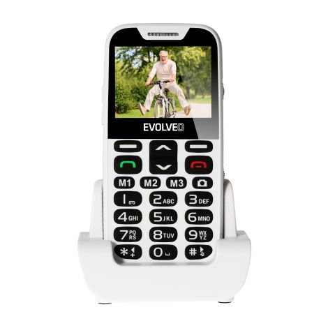 EVOLVEO EasyPhone XD, mobilný telefón pre seniorov s nabíjacím stojanom (biela farba) EP-600-XDW