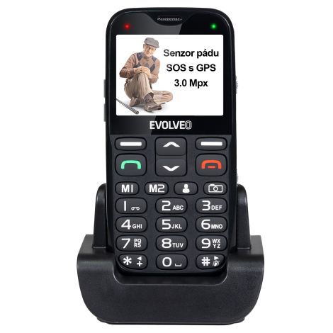 EVOLVEO EasyPhone XG, mobilný telefón pre seniorov s nabíjacím stojanom (čierna farba) EP-650-XGB