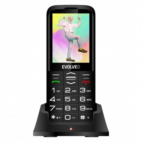 EVOLVEO EasyPhone FS, vyklápací mobilný telefón 2.8" pre seniorov s nabíjacím stojanom (čierna farba) EP-771-FSB