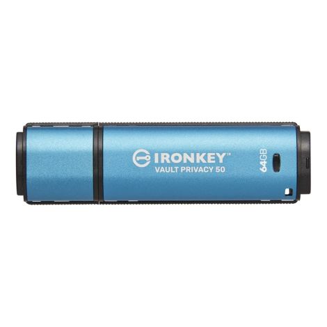 Kingston IronKey Vault Privacy 50/64GB/USB 3.2/USB-A/Modrá IKVP50/64GB