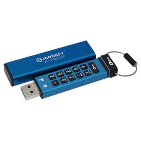 Kingston IronKey Keypad 200/8GB/USB 3.2/USB-A/Modrá IKKP200/8GB