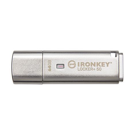 Kingston IronKey Locker+ 50/64GB/USB 3.1/USB-A/Strieborná IKLP50/64GB