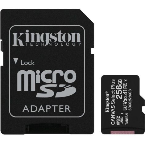 Kingston CANVAS SELECT PLUS/micro SDXC/256GB/UHS-I U3 / Class 10/+ Adaptér SDCS2/256GB