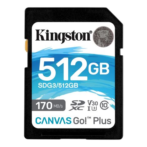 Kingston Canvas Go Plus/SDXC/512GB/UHS-I U3 / Class 10 SDG3/512GB