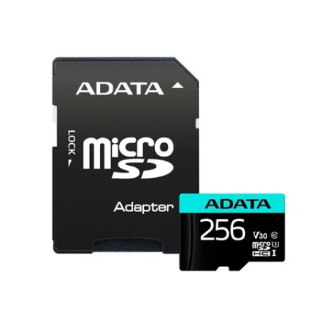 ADATA V30S/micro SDXC/256GB/UHS-I U3 / Class 10/+ Adaptér AUSDX256GUI3V30SA2-RA1