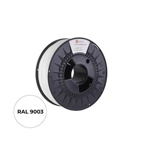 Tlačová struna (filament) C-TECH PREMIUM LINE, ASA, dopravná biela, RAL9003, 1,75mm, 1kg 3DF-P-ASA1.75-9003