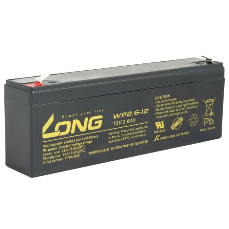 LONG batéria 12V 2,6Ah F1 (WP2.6-12) PBLO-12V002,6-F1A