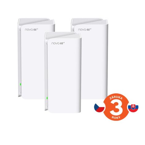 Tenda Nova MX21 Pro (3-pack) WiFi6E AXE5700 Mesh Gigabit systém, 9x GLAN/GWAN, WPA3, VPN, SK app 75012002