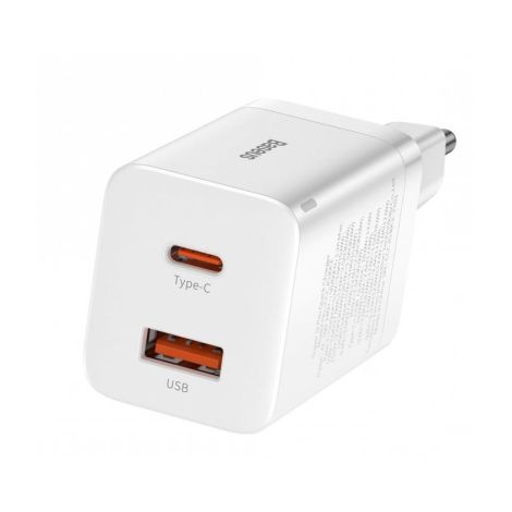 Baseus CCSUPP-E02 Super Si Quick Nabíjačka USB + USB-C 30W White 6953156206359