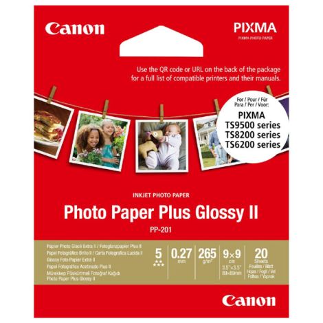 Canon Photo Paper Plus II, PP-201, foto papier, lesklý, štvorcový typ 2311B070, biely, PIXMA TS9500, TS8200 a TS6200, 8.89x8.89c