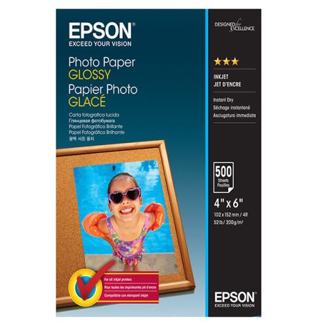 Epson Photo Paper, C13S042549, foto papier, lesklý, biely, 10x15cm, 4x6", 200 g/m2, 500 ks, atramentový