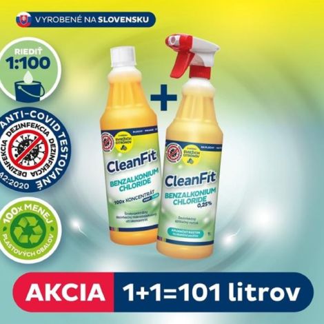 Cleanfit ultrakoncentrát - Benzalkonium Chloride dezinfekčný 1+1=101 l