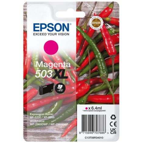 Cartridge Epson 503XL, C13T09R34010, T09R340, purpurová (magenta), originál