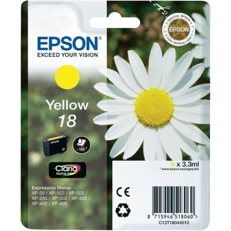 Cartridge Epson T1804 (18), C13T18044012, žltá (yellow), originál