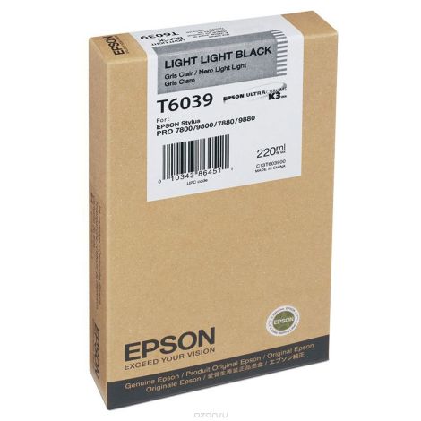 Cartridge Epson T6039, svetlá čierna (light black), originál