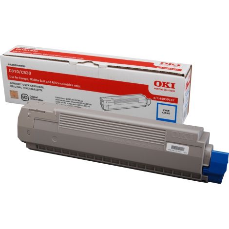 Toner OKI 44059107 (C810, C830), azúrová (cyan), originál